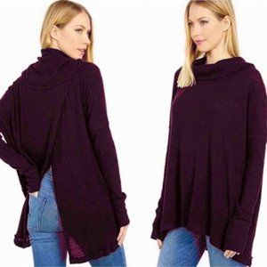 NWT Free People Juicy Long Sleeve Top Burgundy/Wine Size M oversized